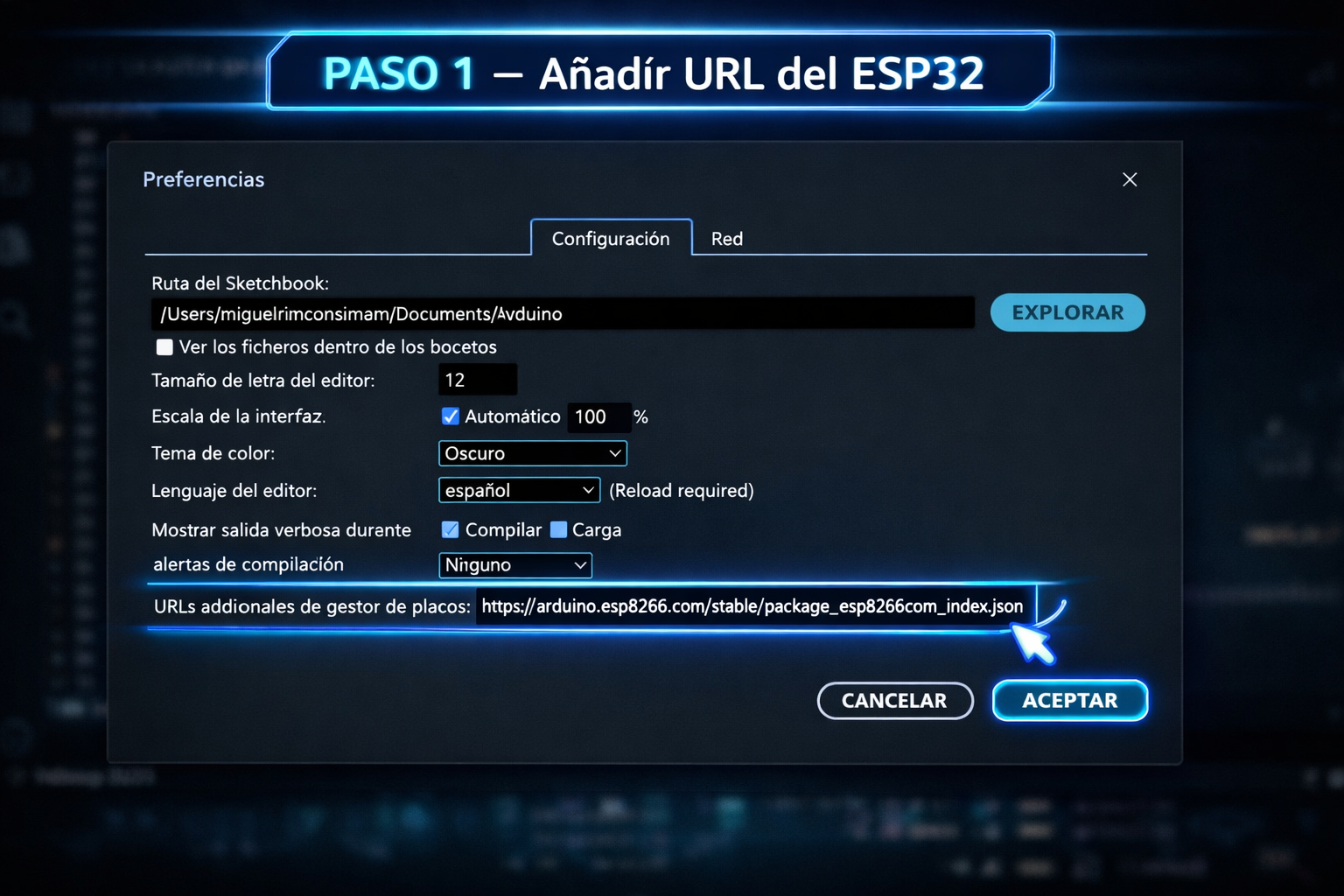 Preferencias Arduino IDE